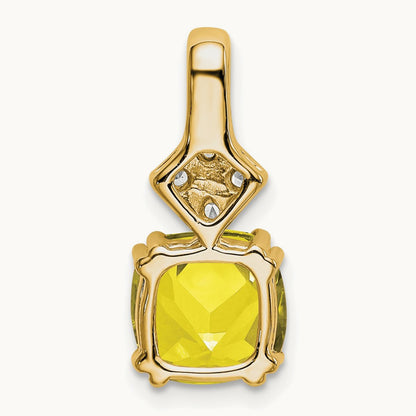 Created Yellow Sapphire Pendant, 0.20 ct tw Lab-Grown Diamond
