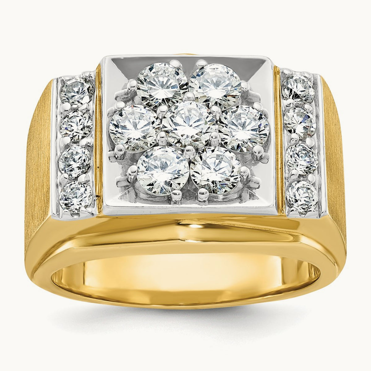 IBGoodman Men's Polished and Satin Diamond Cluster Ring, 14K Two-tone
