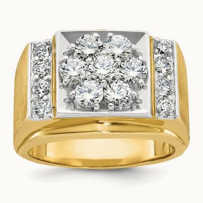 IBGoodman Men's Polished and Satin Diamond Cluster Ring, 14K Two-tone