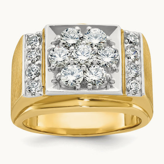 IBGoodman Men's Polished and Satin Diamond Cluster Ring, 14K Two-tone