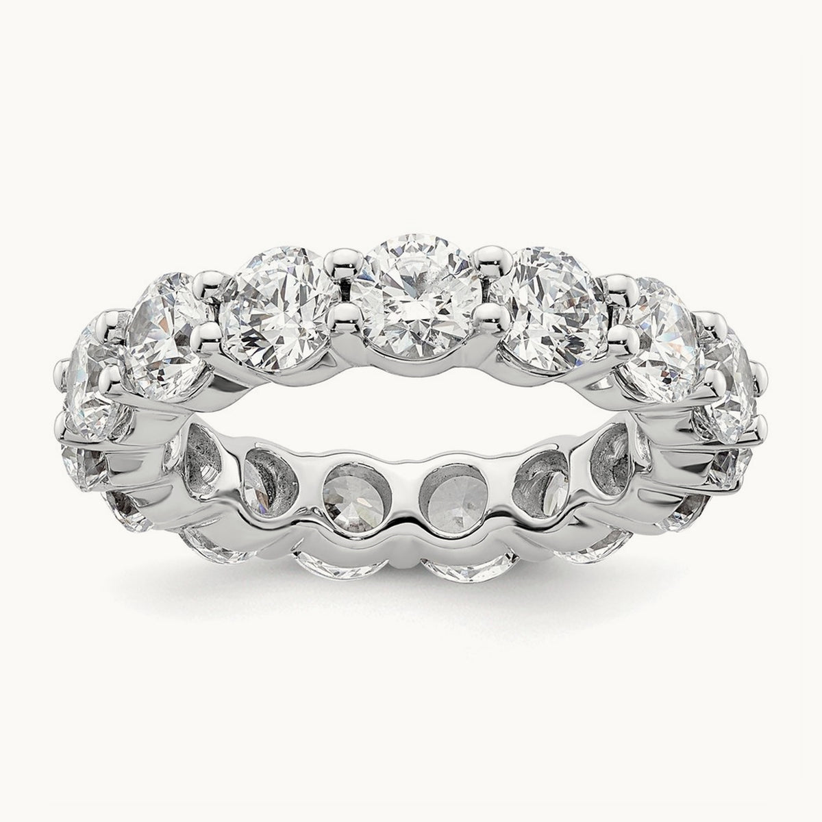 Polished Shared Prong Diamond Eternity Band, 4.00 ct tw — 14K White Gold