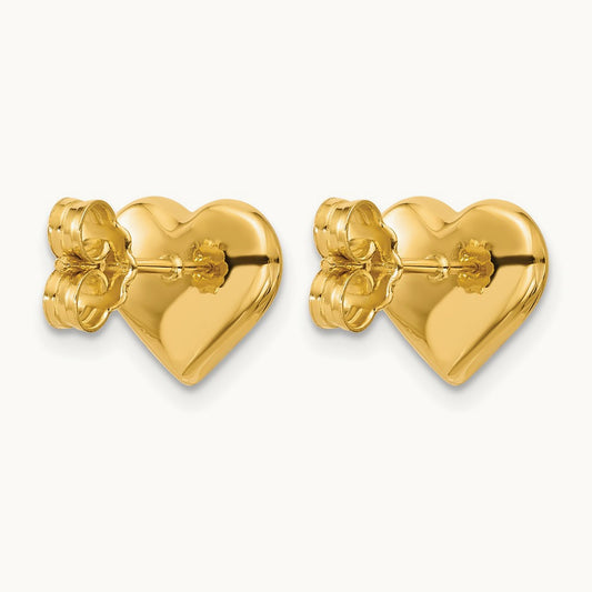Polished Heart Post Earrings, 14K — Leslie's
