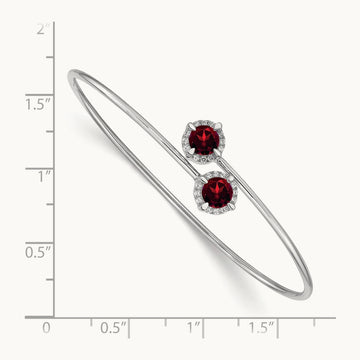 Garnet and Diamond Flexible Bangle, 14K White Gold