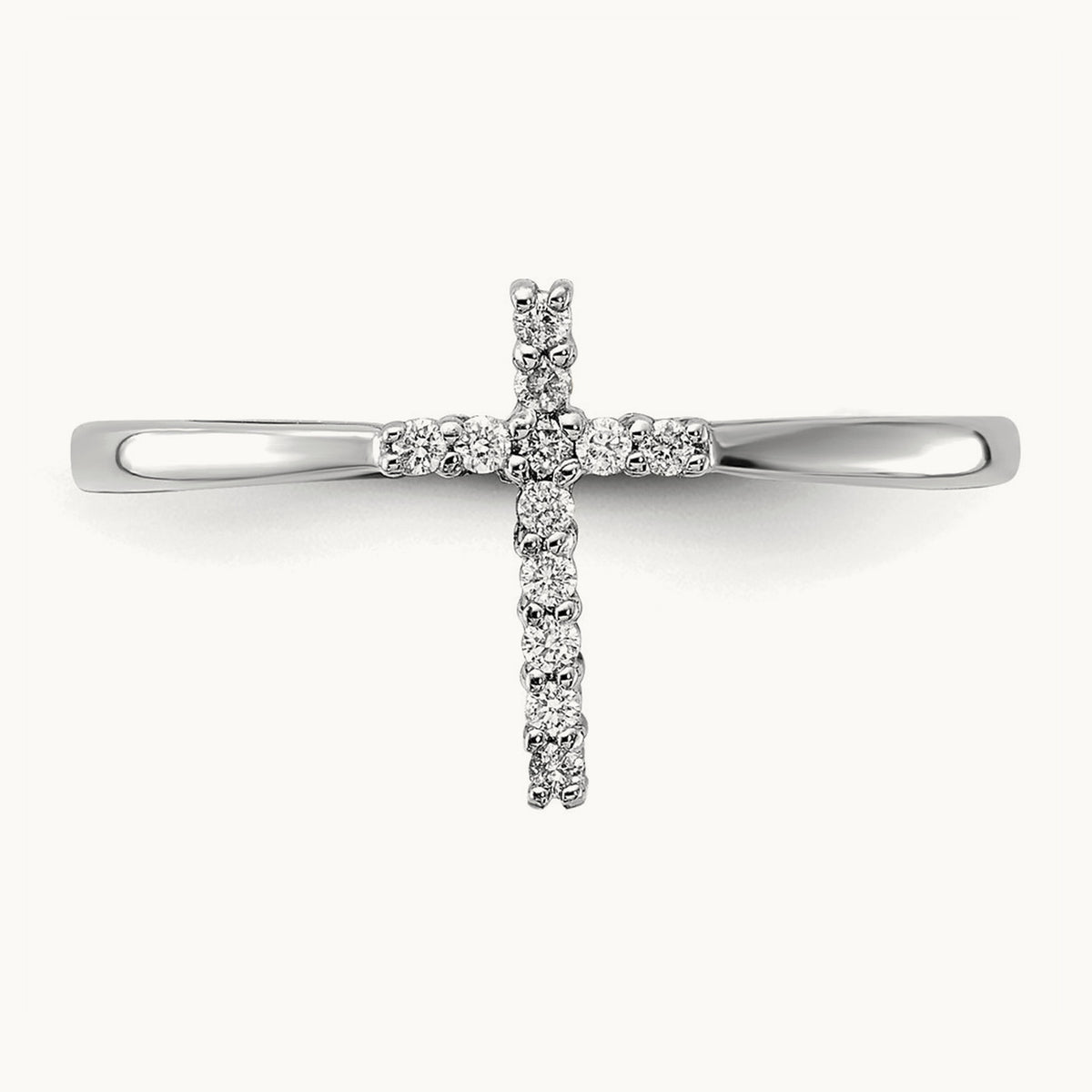Cross Ring — 14K White Gold, 7
