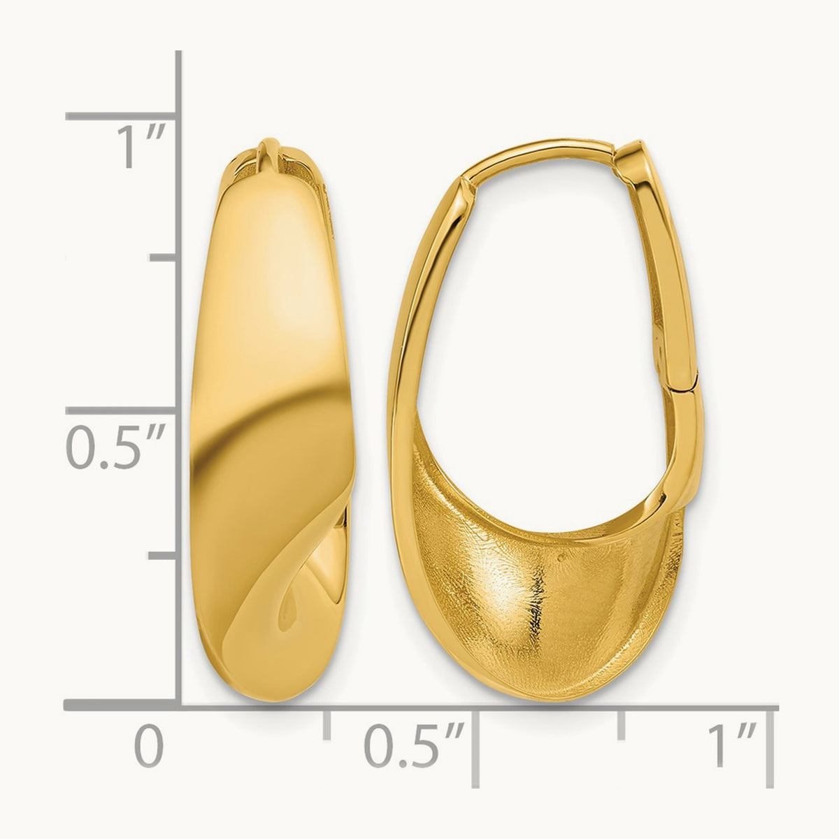 Polished Fancy Wave Hinged Hoop Earrings, 14K — Leslie's