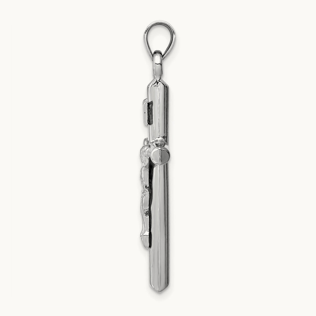 Hollow Crucifix Pendant — 14K White Gold