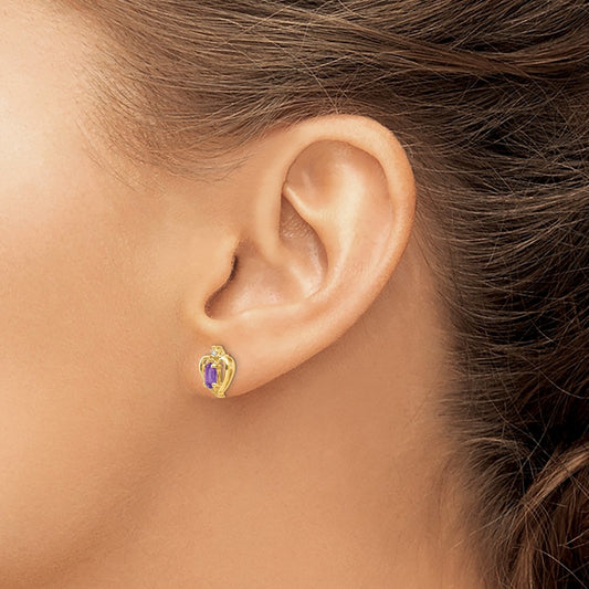 Amethyst and Diamond Heart Earrings — photo set