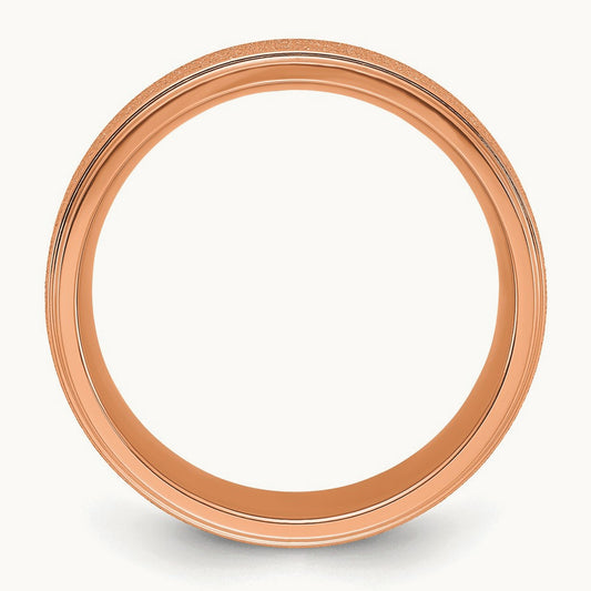 Polished Laser-cut Center Rose IP-plated Band, 8mm, Titanium