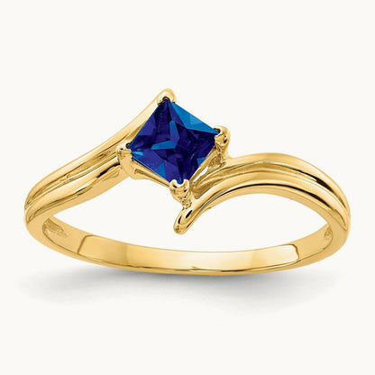 Princess Cut Sapphire ring, 4mm, 14K