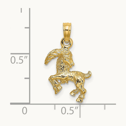 3-D Capricorn Zodiac Charm, 14K