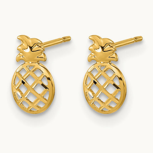 Madi K D/C Children's Pineapple Post Earrings, 14K