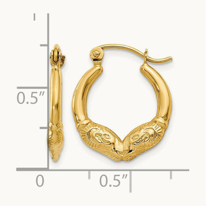Ram Head Hoop Earrings, 14K