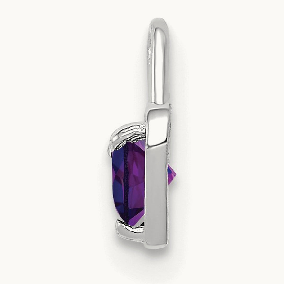 February Synthetic Birthstone Heart Charm — 14K White Gold