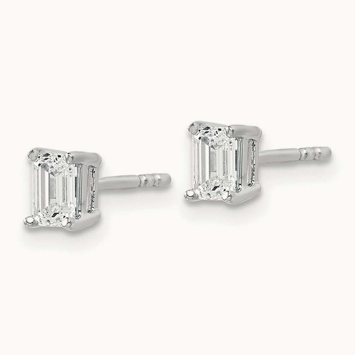 Emerald Four-Prong Stud Earrings, 0.50-6.00 ct tw Lab-Grown Diamond — 5/8 ct, VS/SI (Great), 14K White Gold