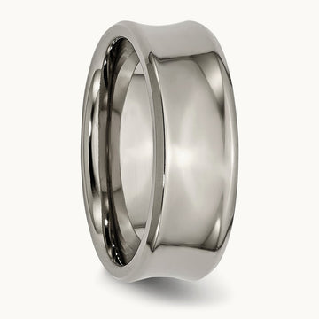 Polished Concave Beveled Edge Band, 8mm, Titanium