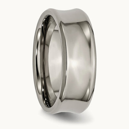 Polished Concave Beveled Edge Band, 8mm, Titanium