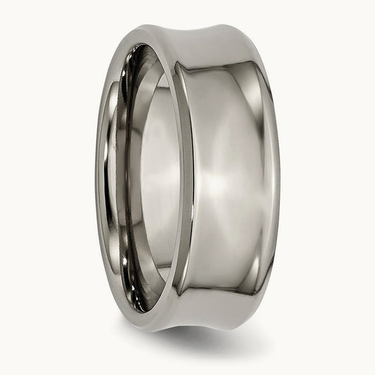 Polished Concave Beveled Edge Band, 8mm, Titanium