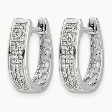 Diamond Medium Hinged Oval Hoop Earrings, 14K White Gold
