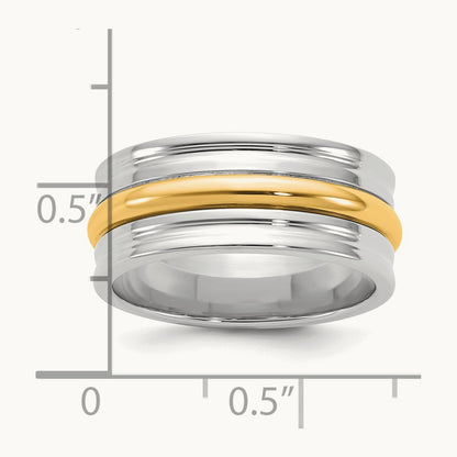 W/Y Single Banded Wedding Band, 8mm, 14K Two-tone
