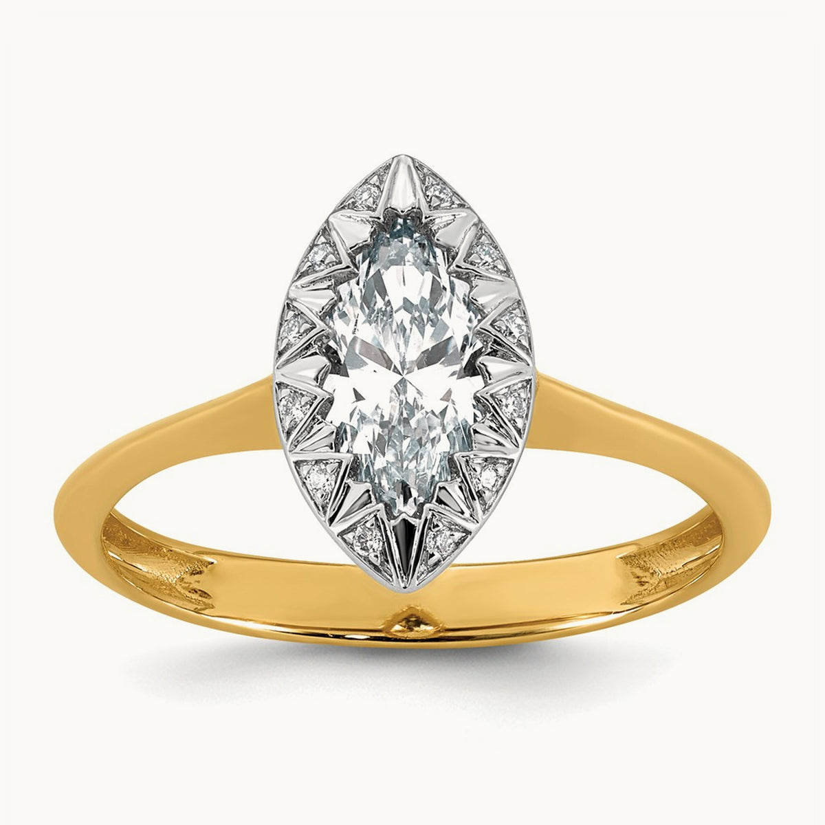 With Rhodium Marquise Center Ring, 1.00 ct tw Lab-Grown Diamond