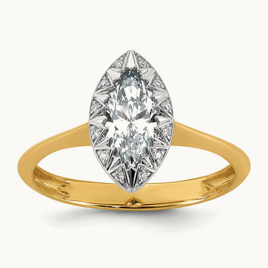 With Rhodium Marquise Center Ring, 1.00 ct tw Lab-Grown Diamond
