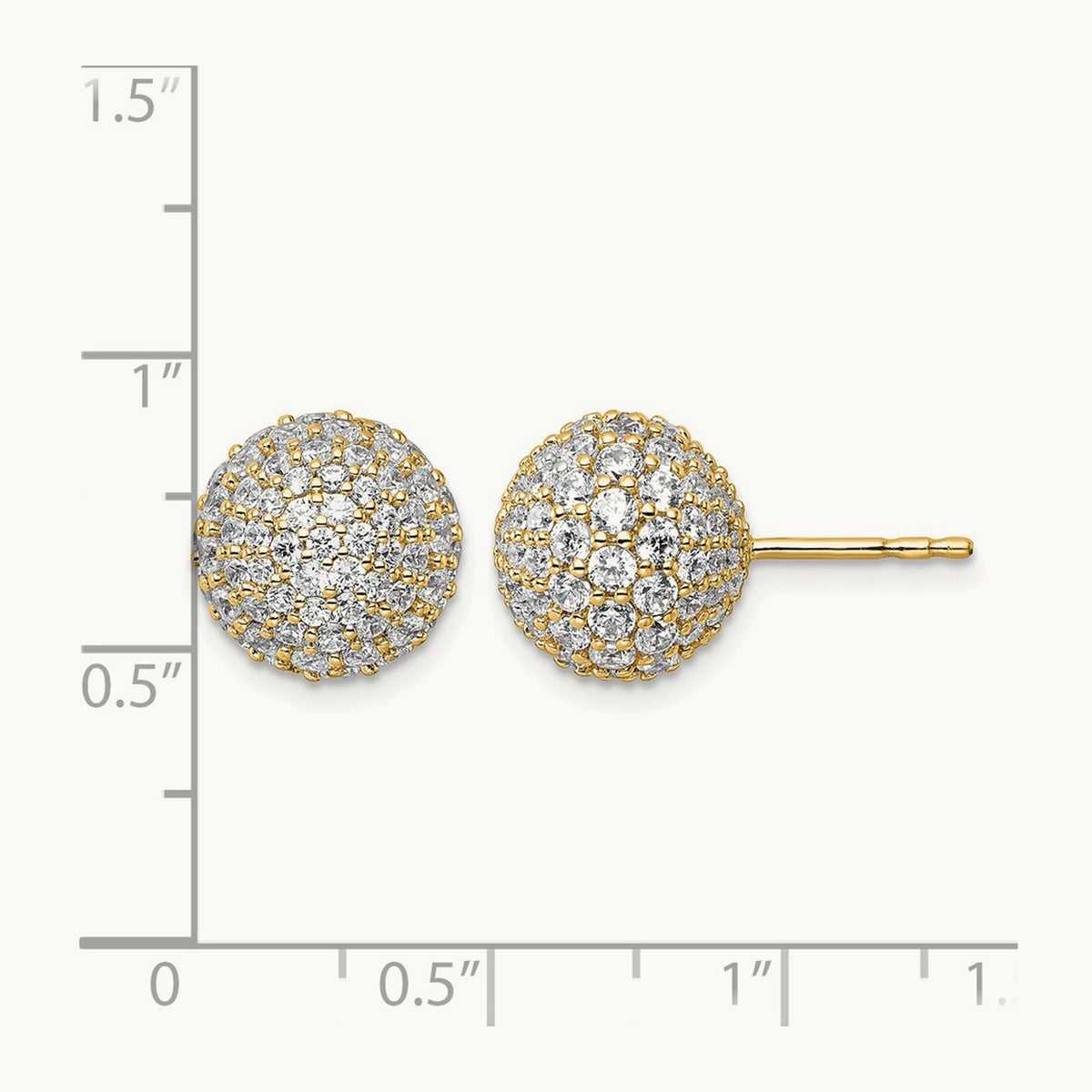 Pave Ball Stud Post Earrings, 2.75-4.25 ct tw Lab-Grown Diamond — 4 1/5 ct, 14K Yellow Gold