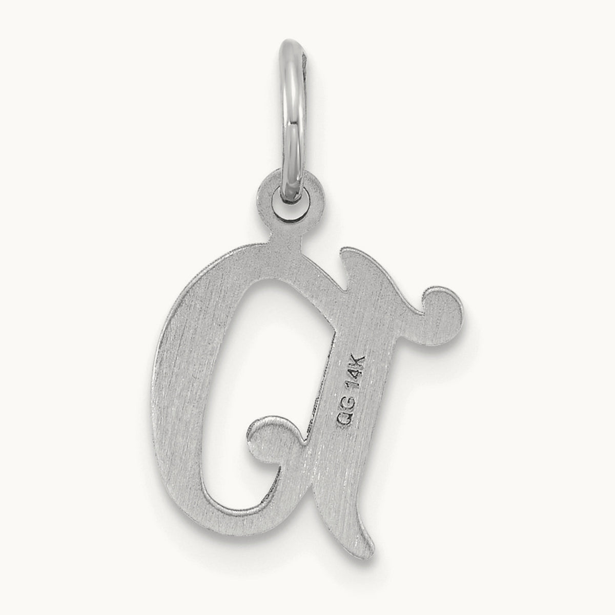 Diamond-cut Initial Charm — 14K White Gold, D
