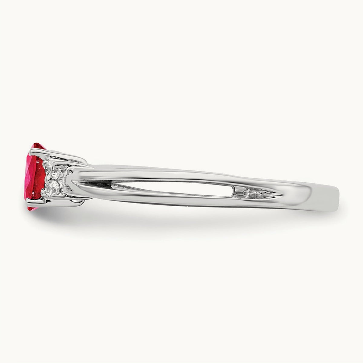 Oval Ruby and Diamond Ring, 14K White Gold