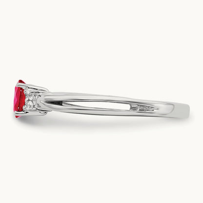 Oval Ruby and Diamond Ring, 14K White Gold