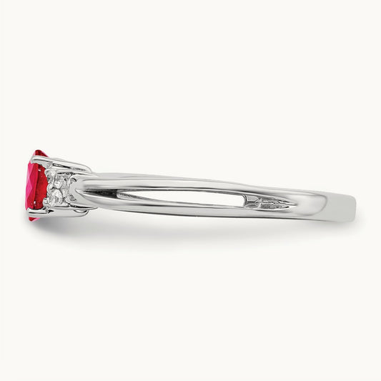 Oval Ruby and Diamond Ring, 14K White Gold
