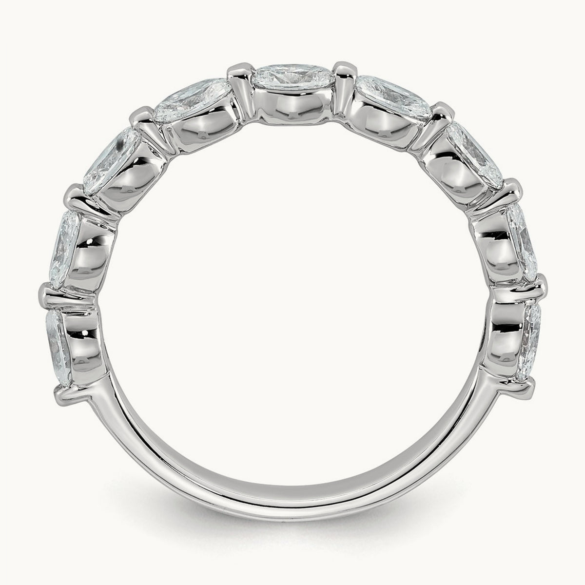 Oval Shape Stones Wedding Band, 1.25-1.75 ct tw Lab-Grown Diamond — 1 1/5 ct, 14K White Gold