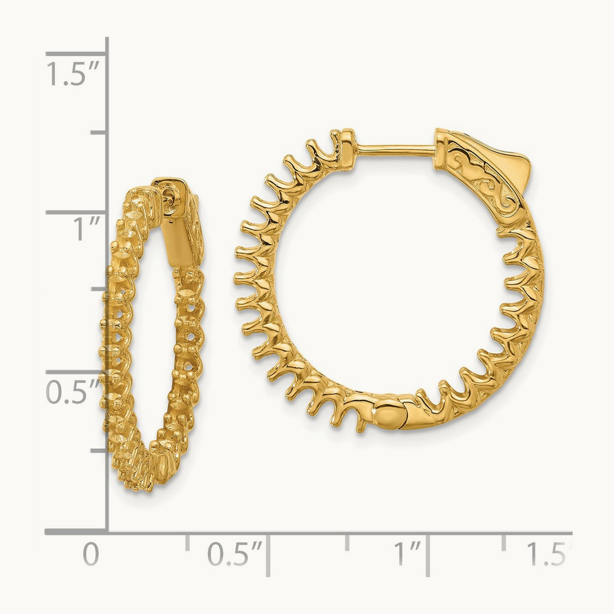1.6ct 46- In/Out Hoop w/ Safety Clasp Earring Mountings, 2.0mm, 14K