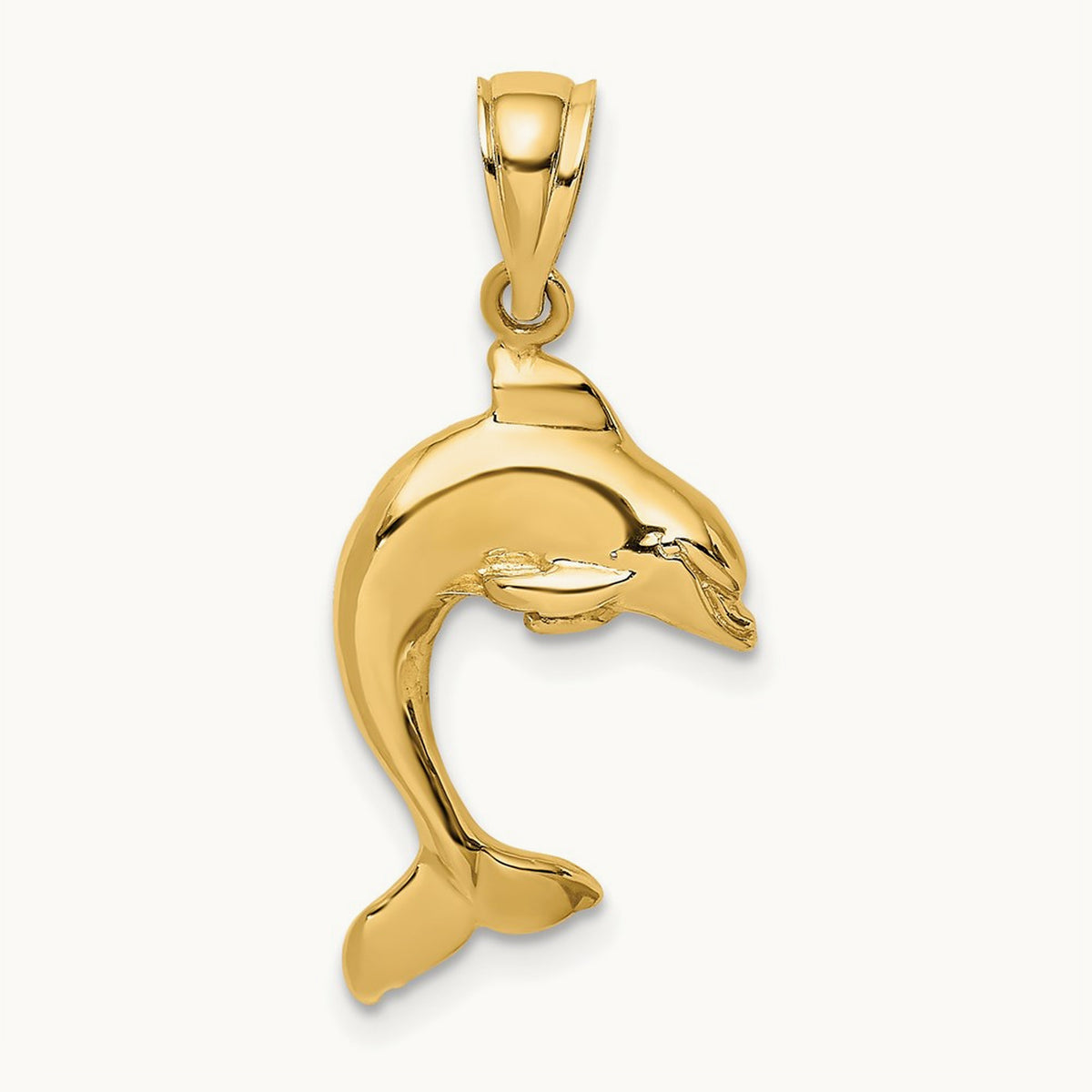 2-D Polished Dolphin Jumping Charm, 14K