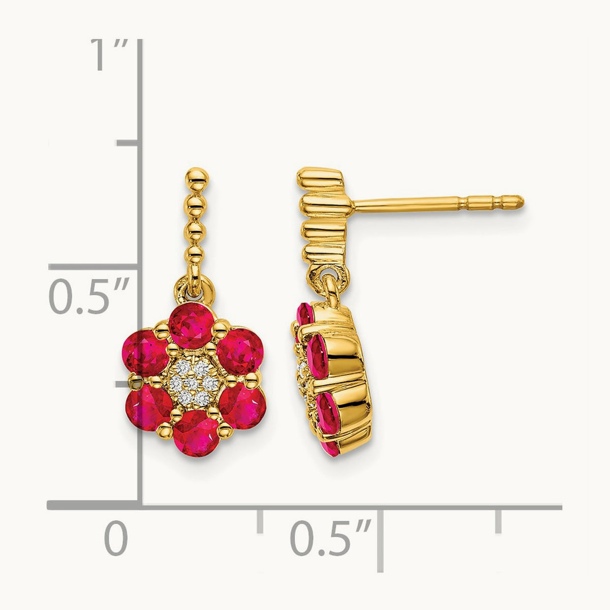 Ruby and Diamond Earrings, 14K