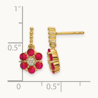 Ruby and Diamond Earrings, 14K