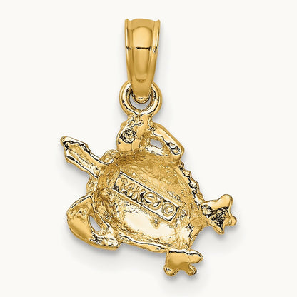 Textured Sea Turtle Charm — 14K Yellow Gold