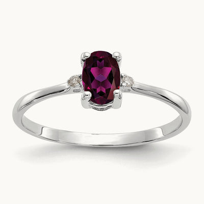 Diamond & Rhodolite Garnet Birthstone Ring, 14K White Gold