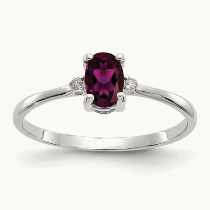 Diamond & Rhodolite Garnet Birthstone Ring, 14K White Gold