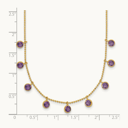 Multi-color Gemstone Necklace 16\ w/ 2in ext.", 14K