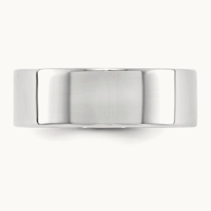Lightweight Flat Band, 7mm, 10K White Gold