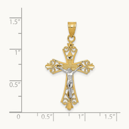 Crucifix Pendant, 14K Two-tone
