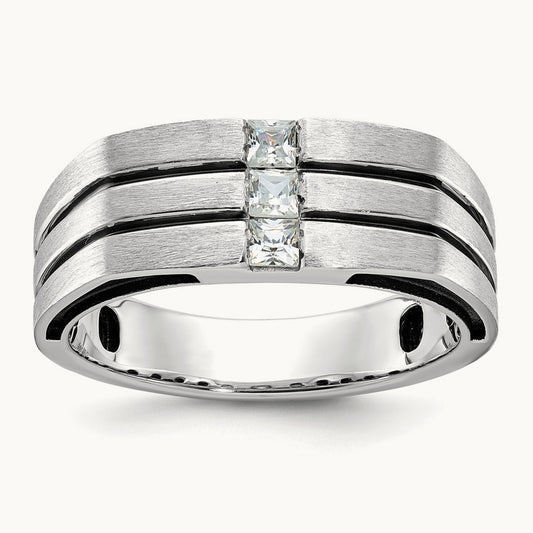 Men's w/Black Rhod Satin Diamond Complete Ring — IBGoodman — photo set