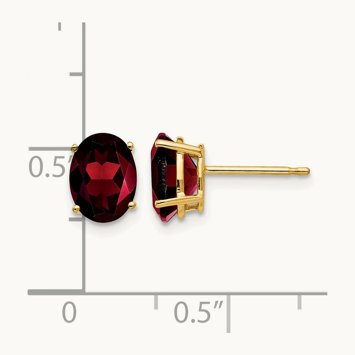 8x6mm Oval Garnet Earrings, 14K