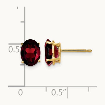 8x6mm Oval Garnet Earrings, 14K
