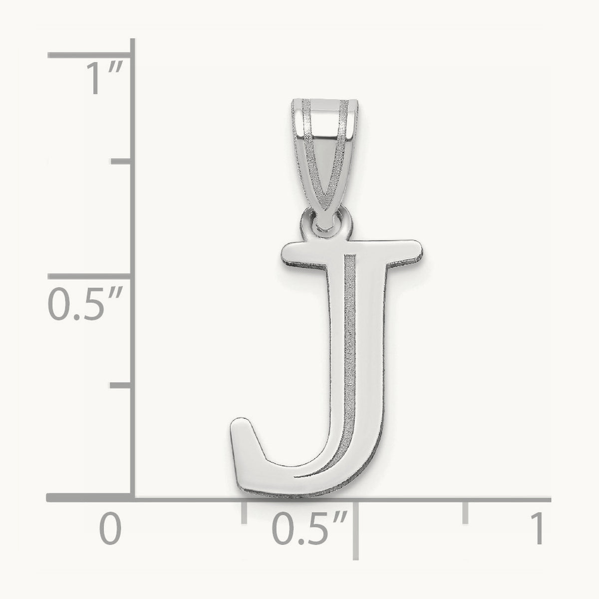 Polished Etched Letter J Initial Pendant, 14K White Gold