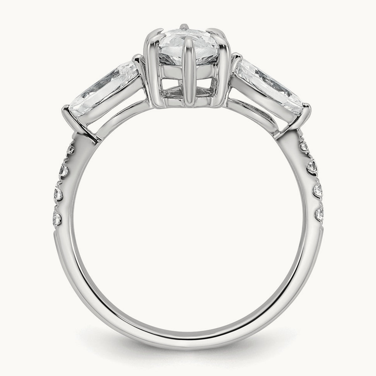 Marquise 3 Stone Engagement Ring, 1.50-2.00 ct tw Lab-Grown Diamond — 2 1/6 ct, 14K White Gold