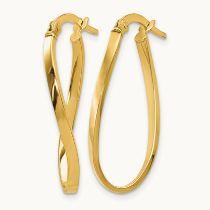 Polished Oval Hoop Earrings, 14K — Leslie's