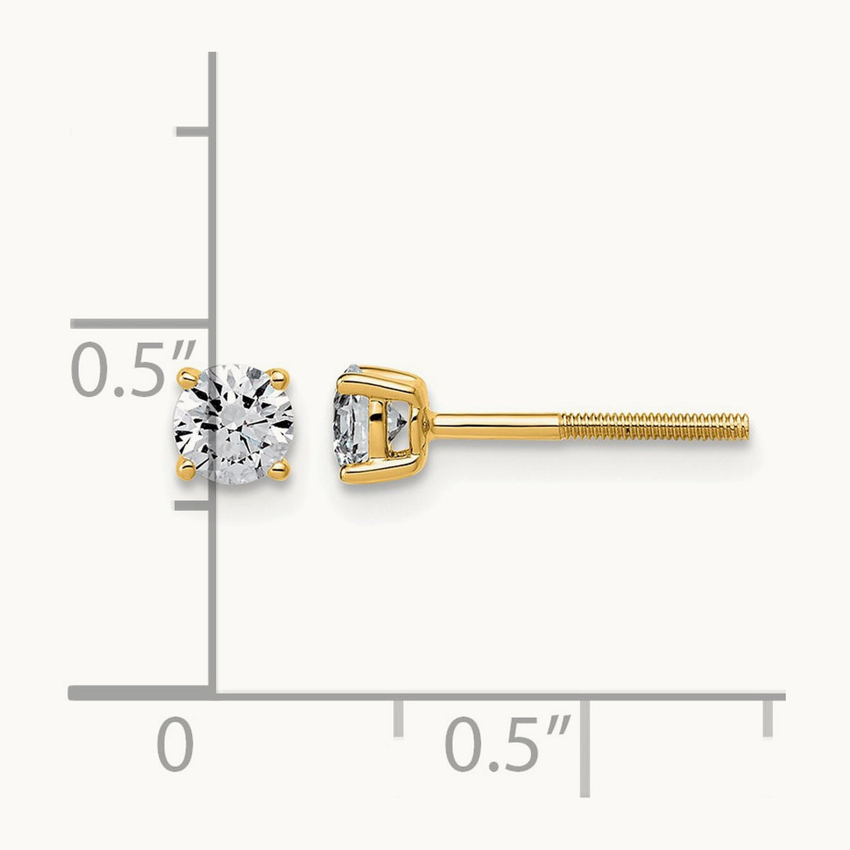 Lightweight Screwback Earrings, 0.25-4.00 ct tw Lab-Grown Diamond — 1/2 ct, 14K Yellow Gold