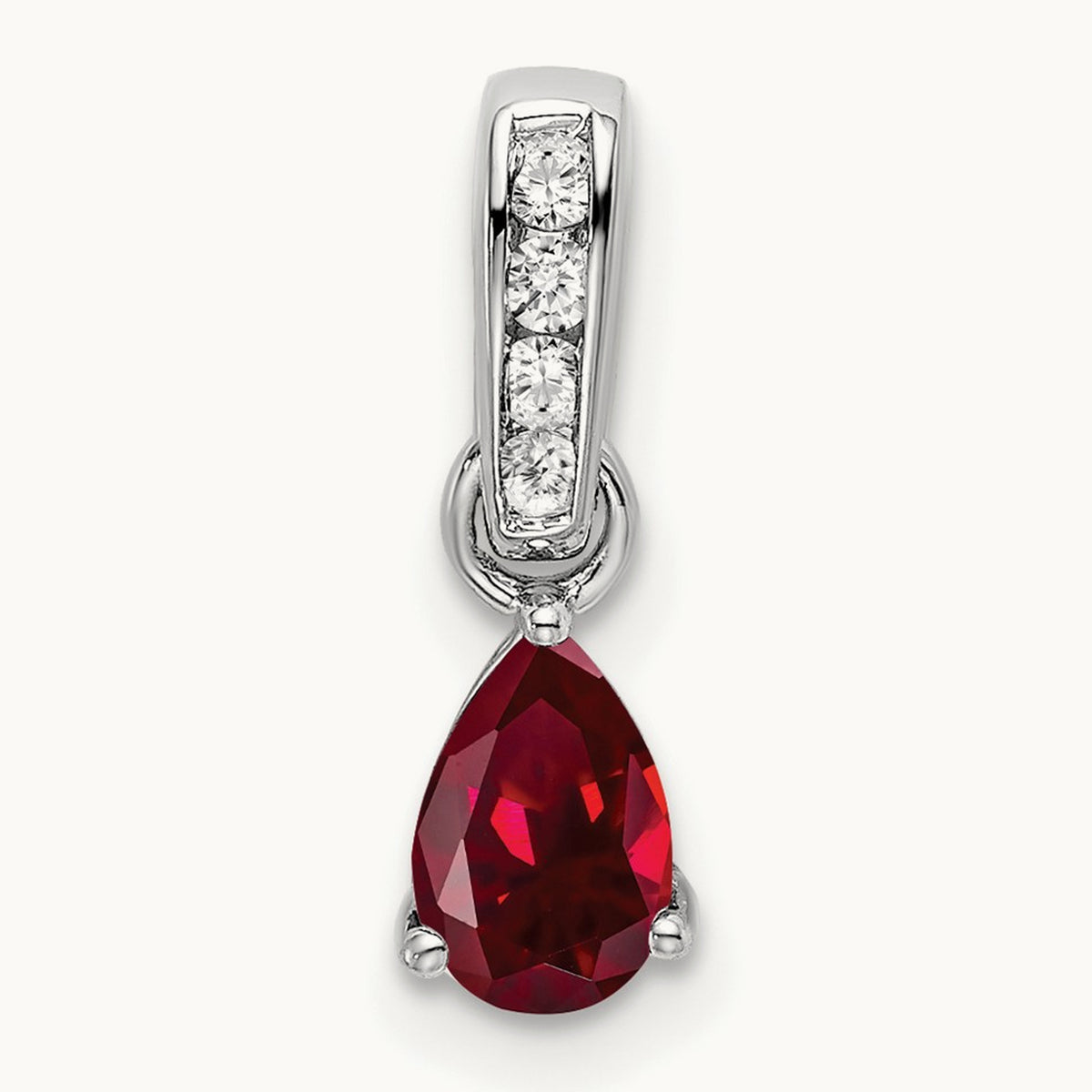 Created Ruby Pendant, 0.05 ct tw Lab-Grown Diamond