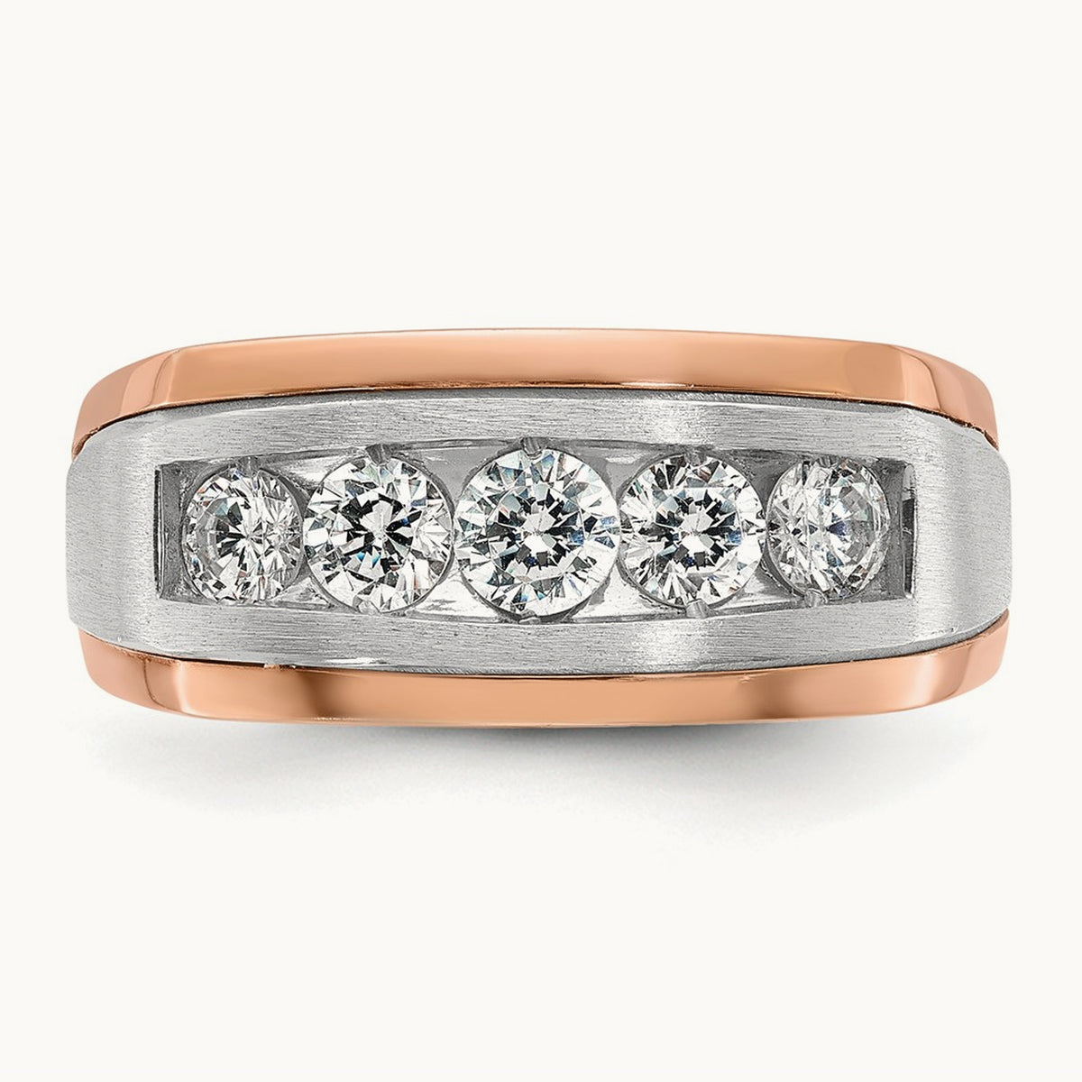 IBGoodman Men's Polished & Satin 5-Stone Diamond Ring, 14K Two-tone